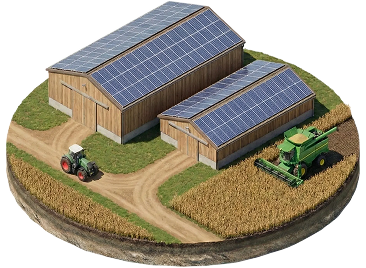 Bâtiment agricole équipé de panneaux solaires
