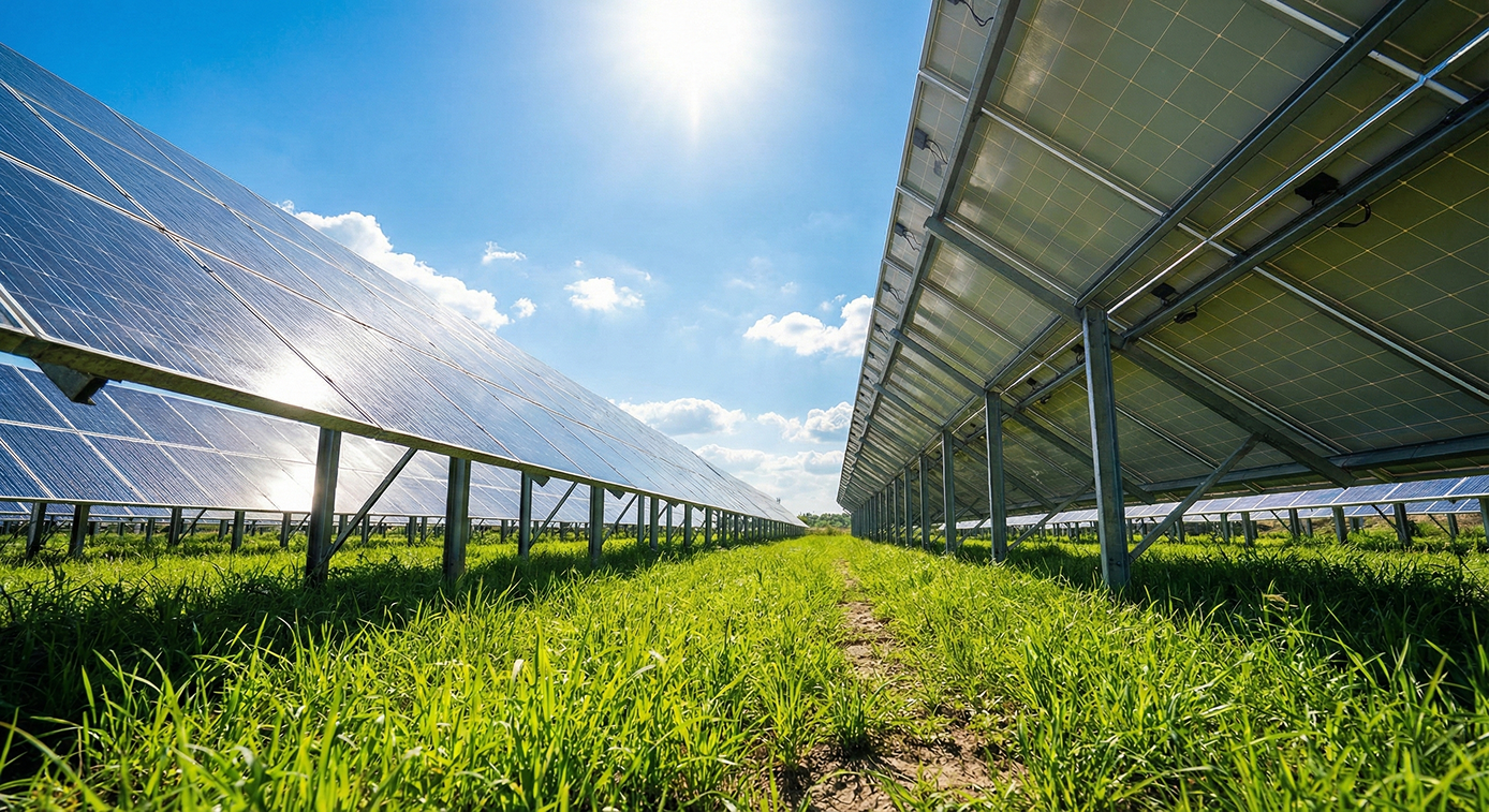 Installation photovoltaïque au sol sur terrain ou friche