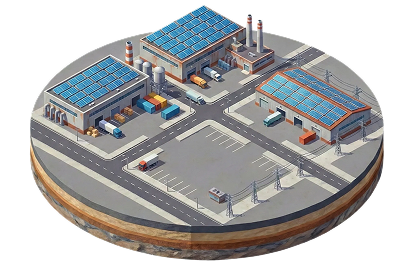 Bâtiment industriel équipé de panneaux photovoltaïques