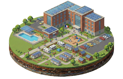 Site touristique ou hôtel avec installation solaire